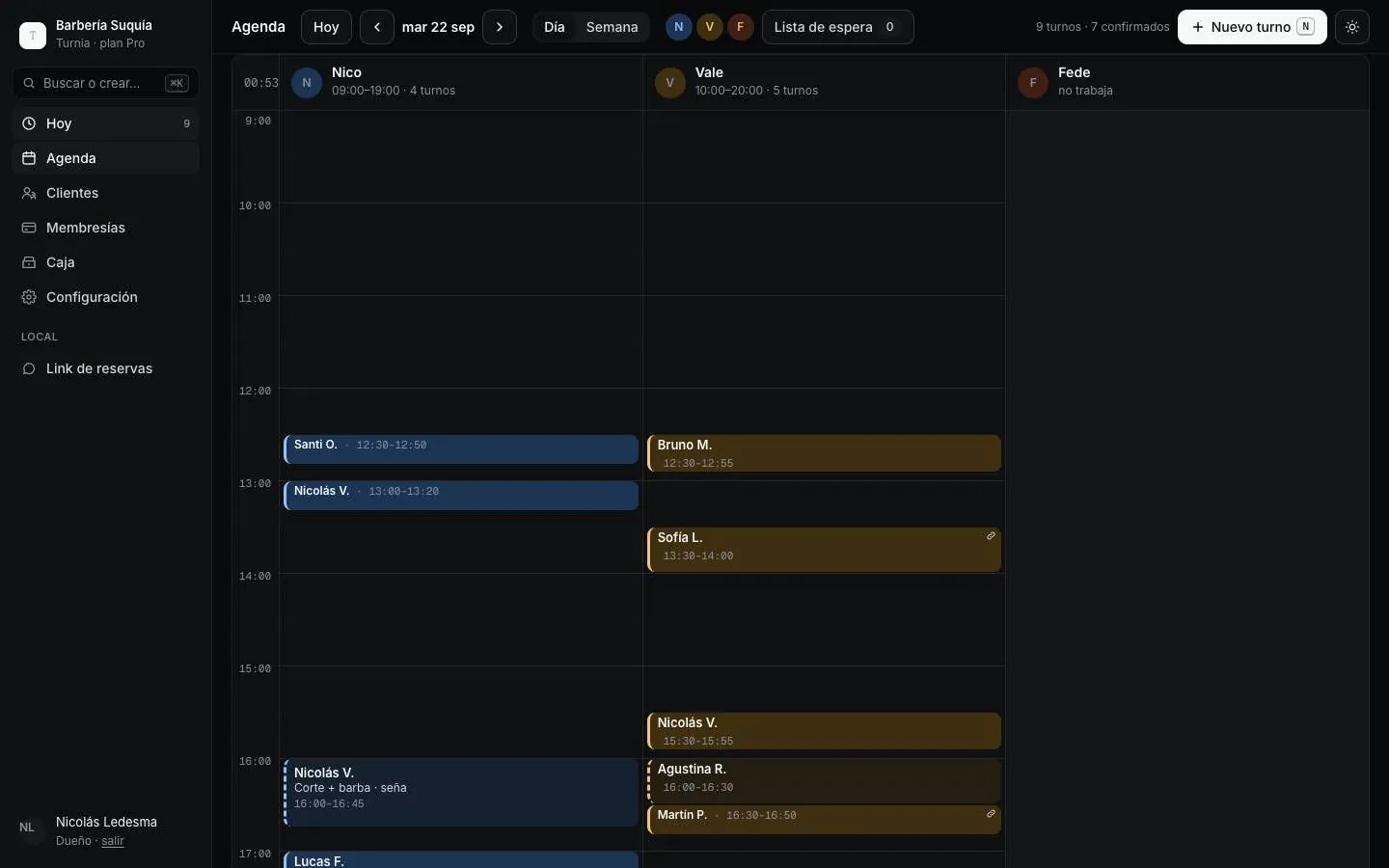 The app's calendar on desktop